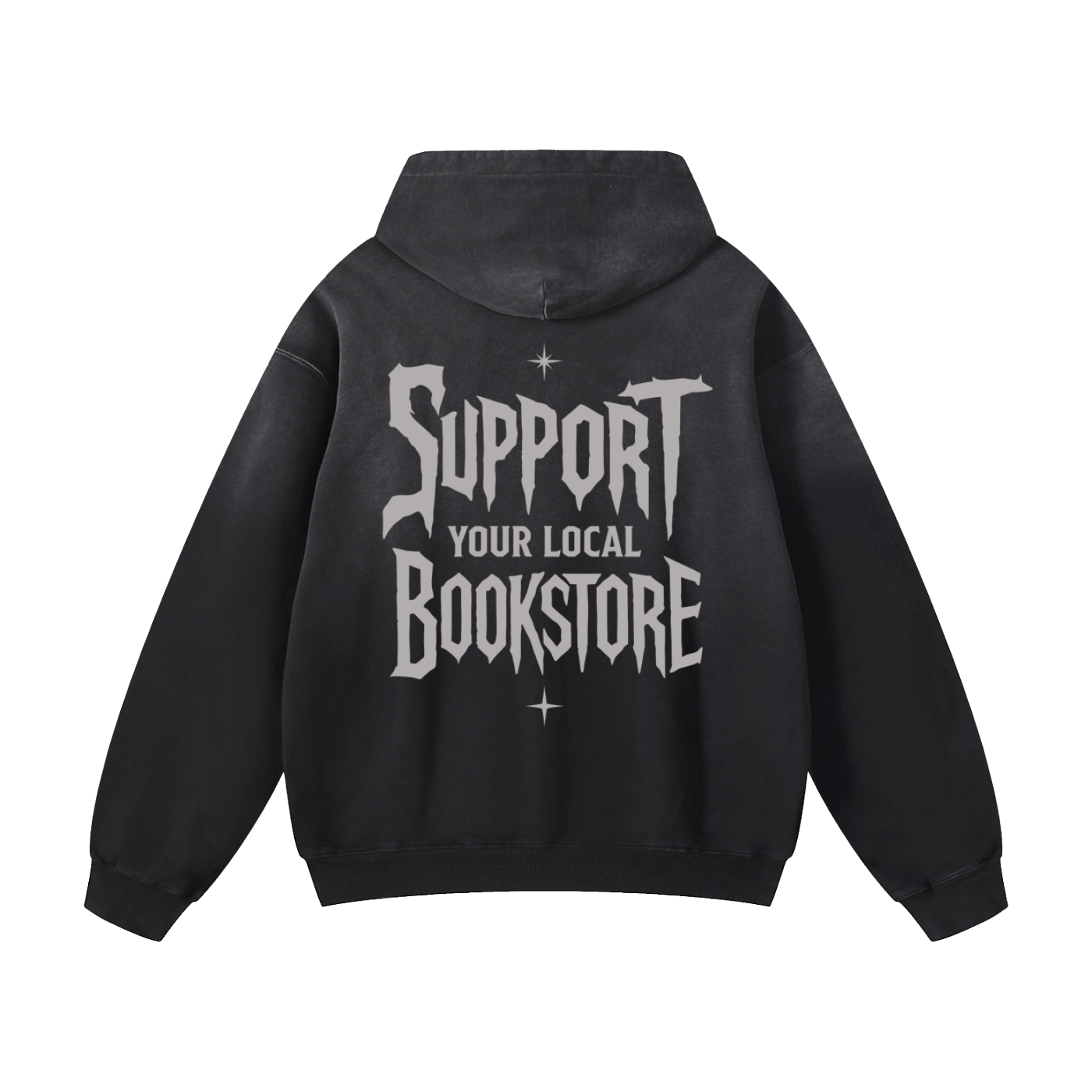 Support Your Local Bookstore Gothic Oversized Hoodie | Sunfade