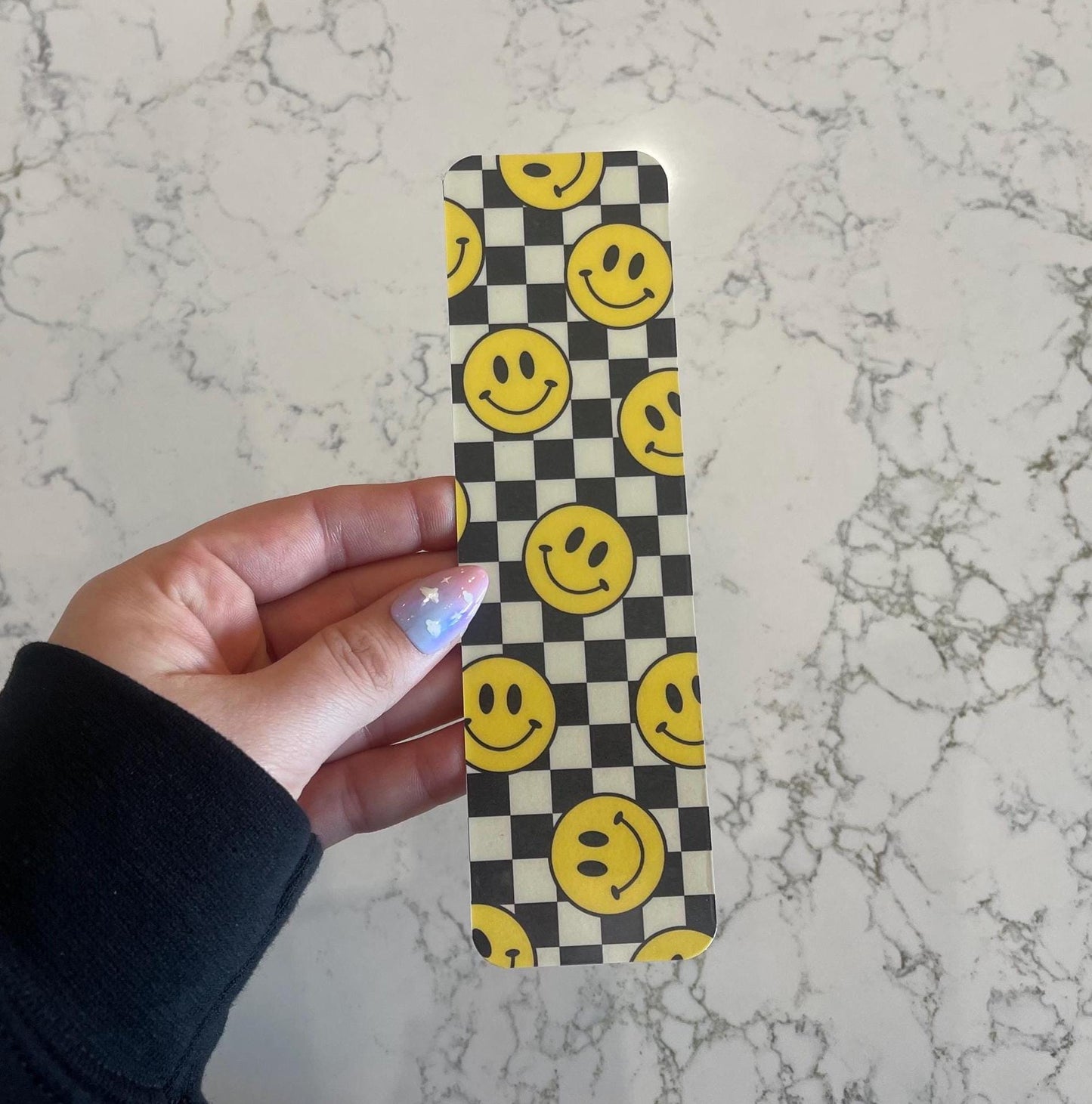 Retro Smile Checkered Bookmark