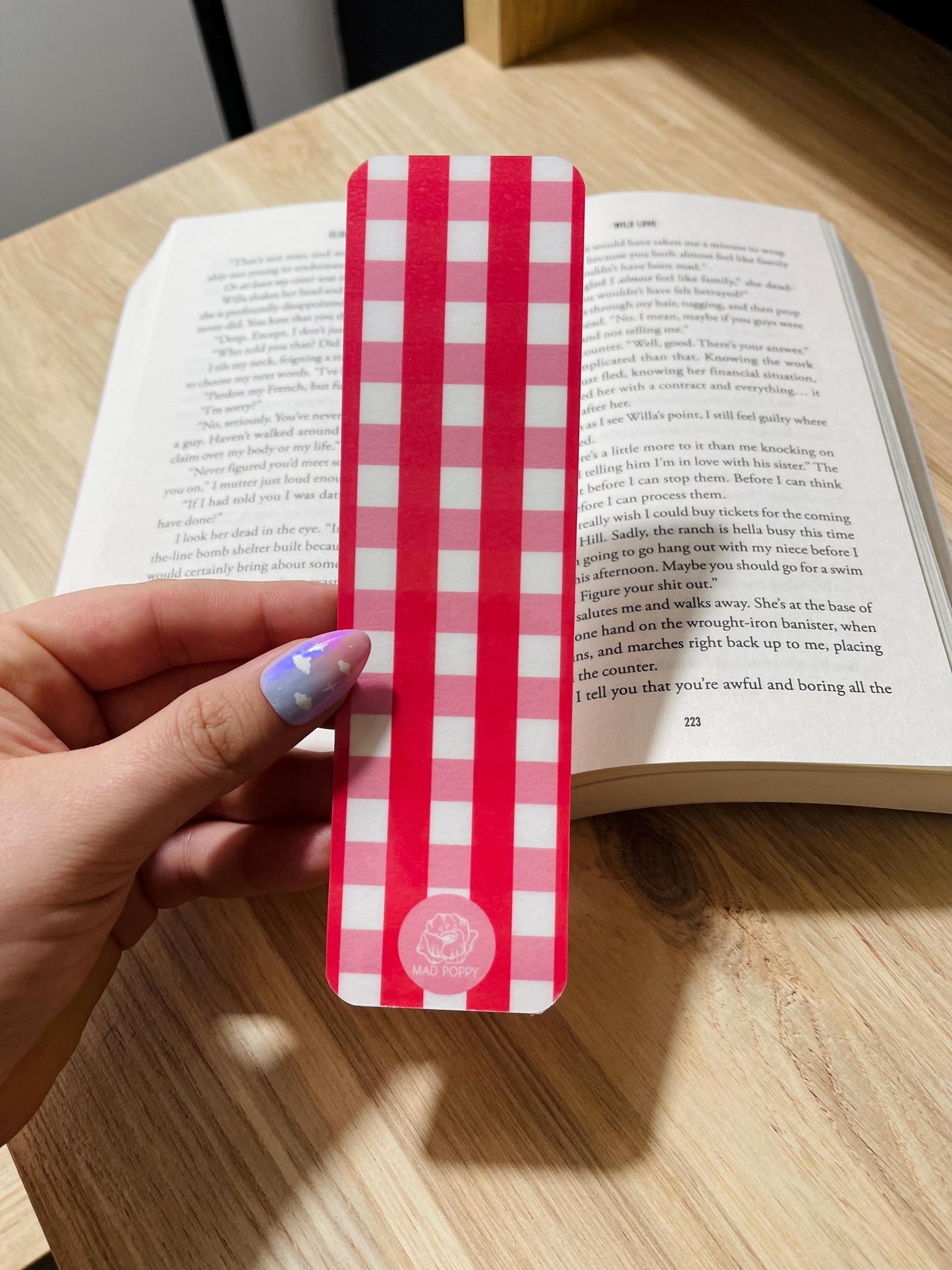 Pink and Red Gingham Bookmark