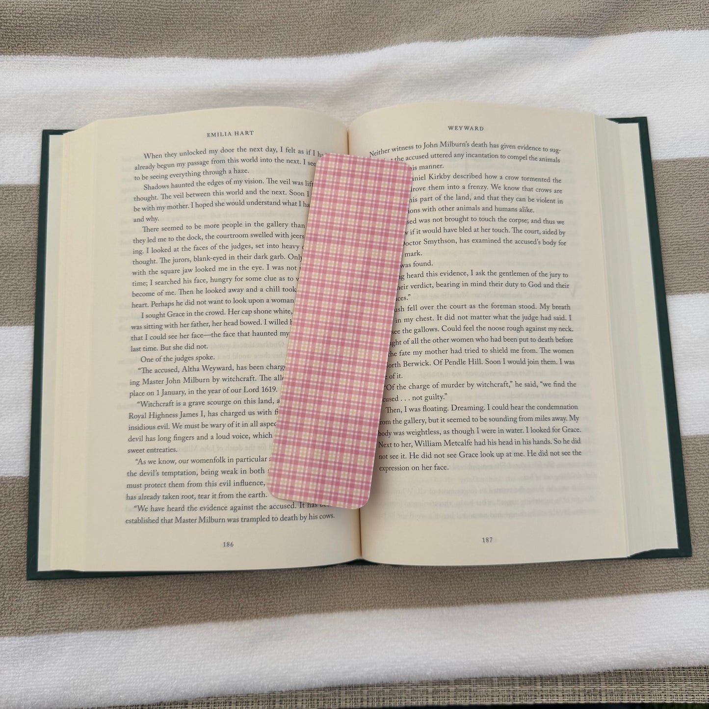 Pink and Yellow Gingham Bookmark