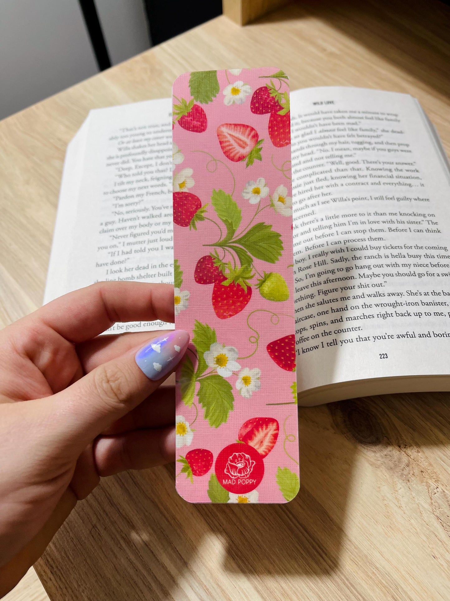 Pink Strawberry Vine Bookmark