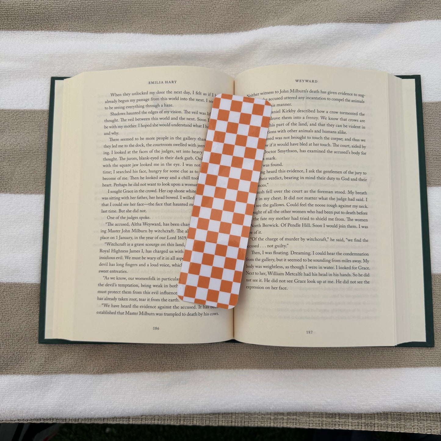 Orange and White Checkered Bookmark
