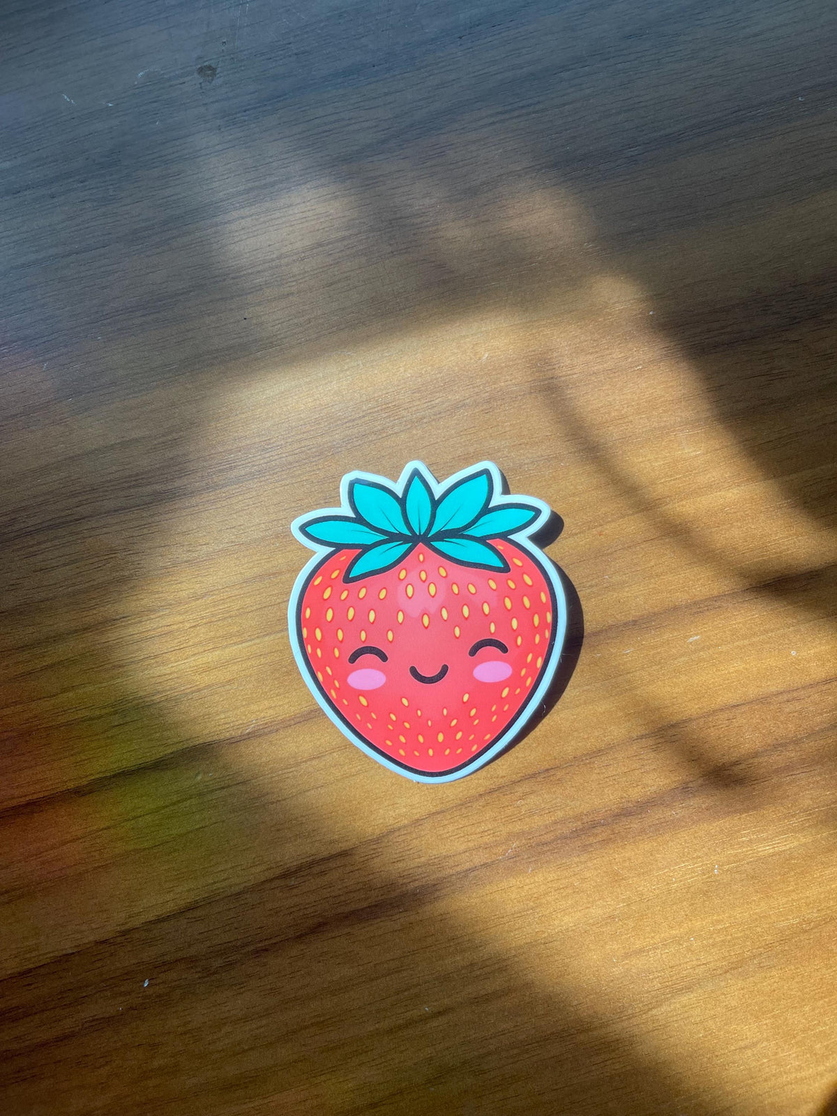 Kawaii Smiling Strawberry Vinyl Sticker