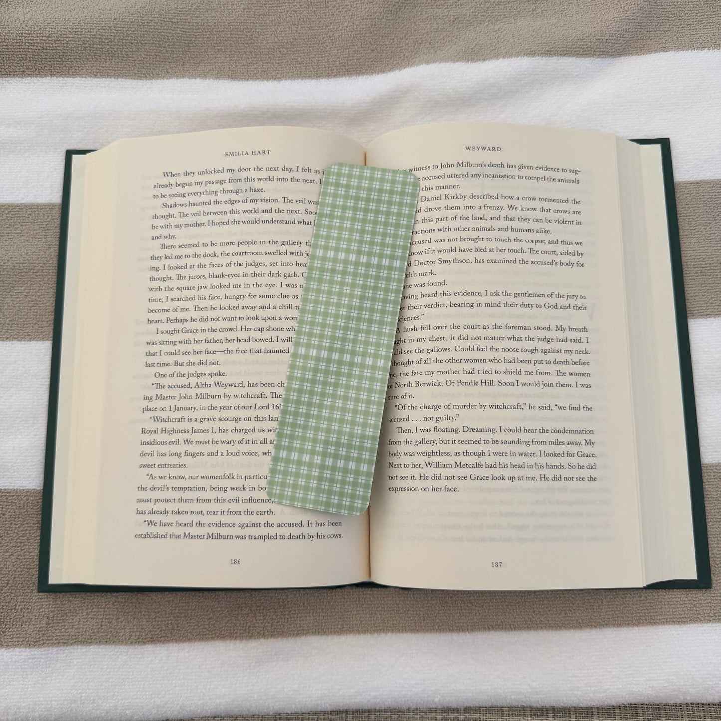 Pale Green Gingham Bookmark
