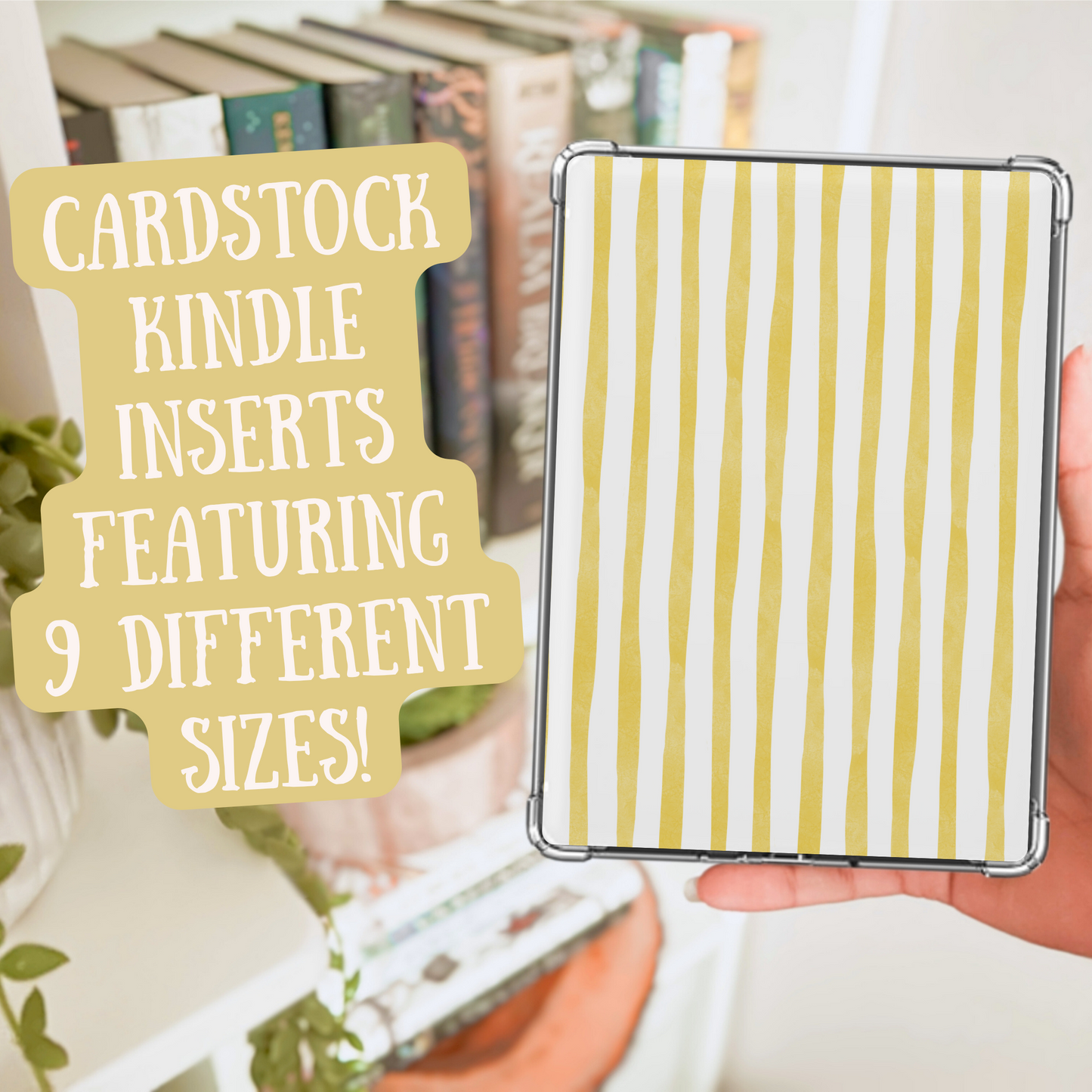 Yellow Stripes Heavy Cardstock Kindle Insert