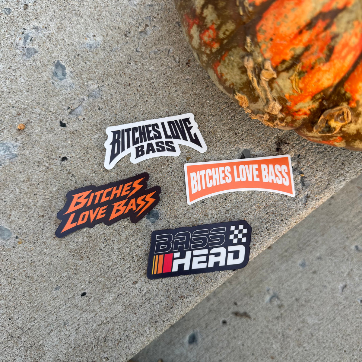 Bitches Love Bass Vinyl Sticker | Black and Orange