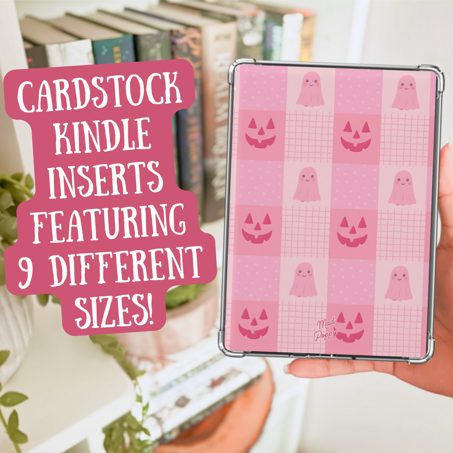 Pink Halloween Checkered Heavy Cardstock Kindle Insert