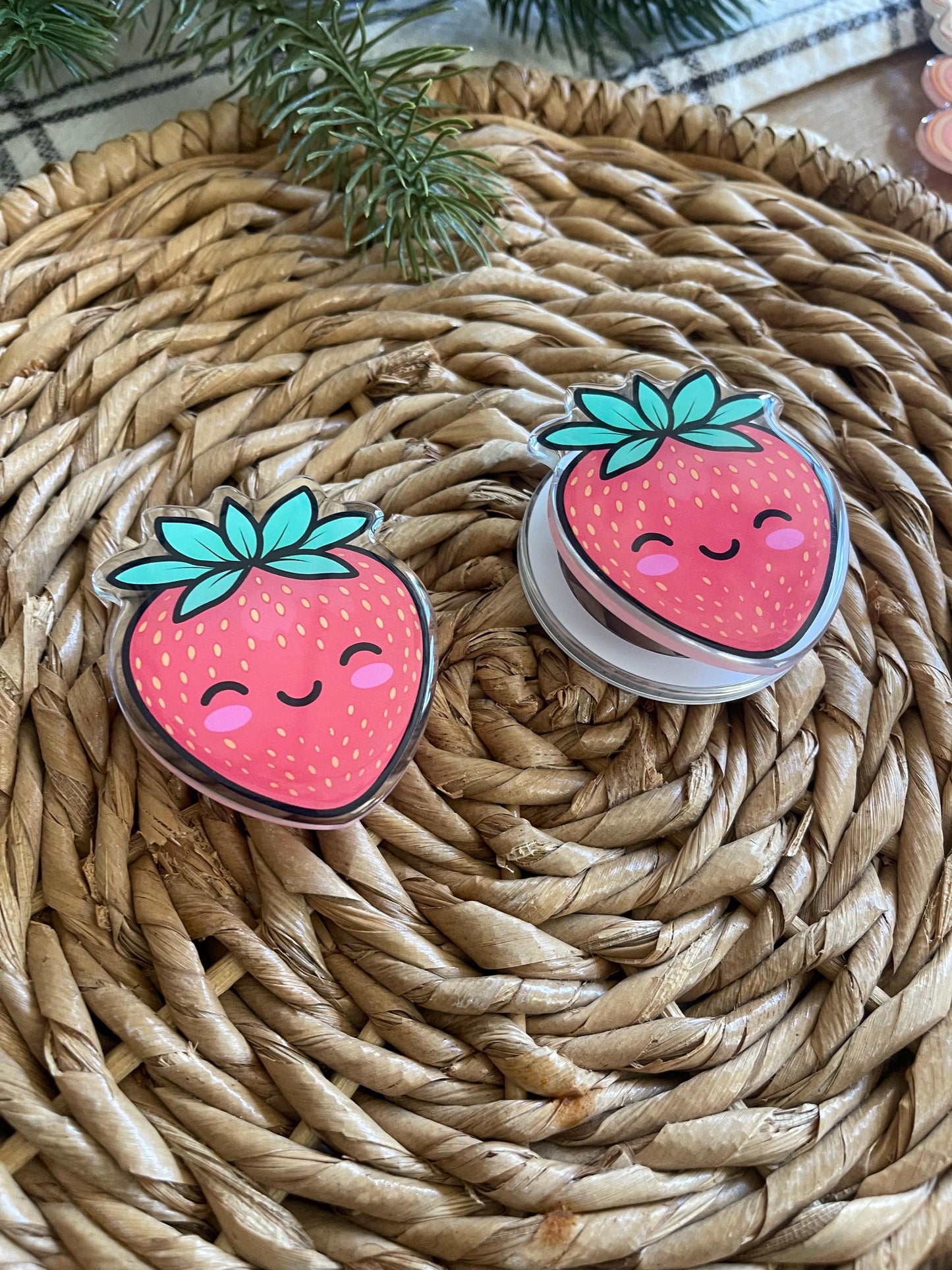 Two Strawberry Phone Grips