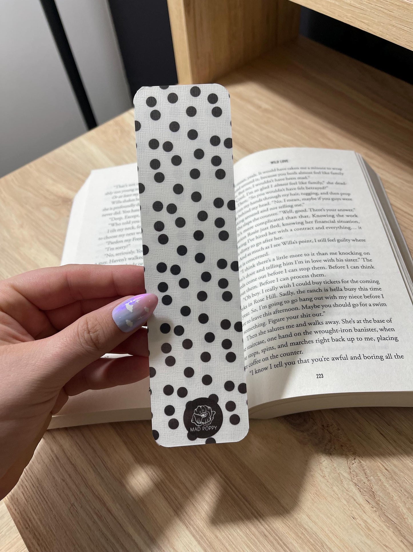 White with Black Polka Dot Bookmark