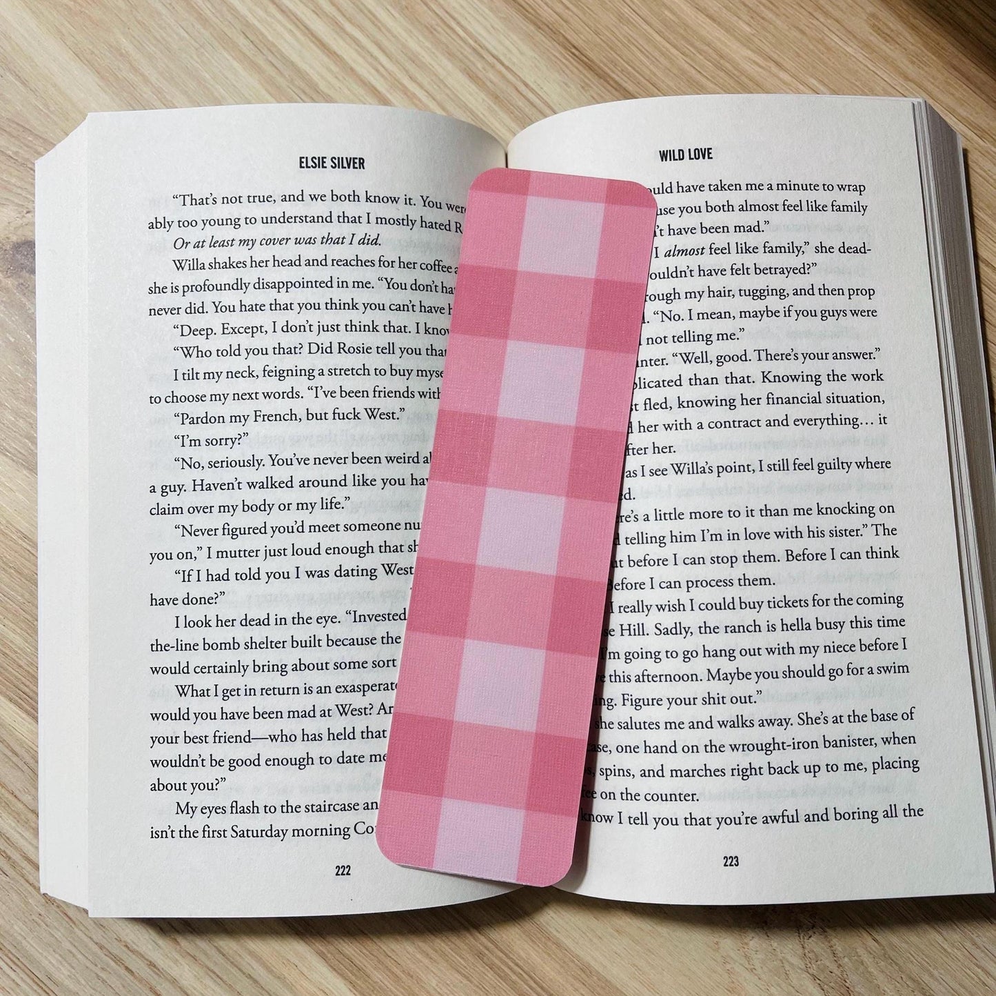 Pink Plaid Bookmark