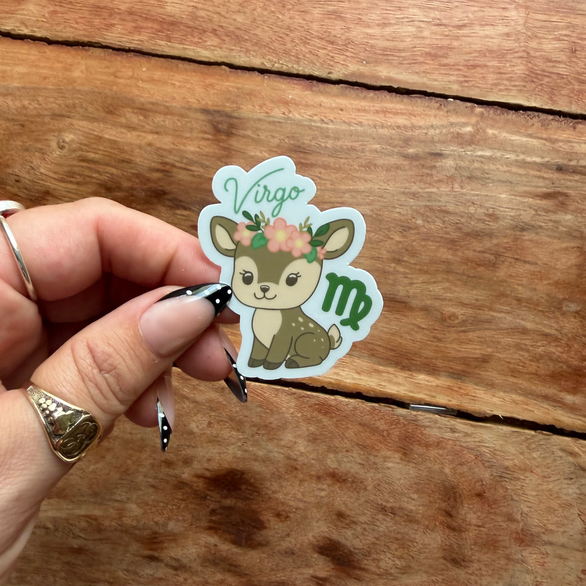 Virgo Cartoon Deer Vinyl Sticker | Zodiac