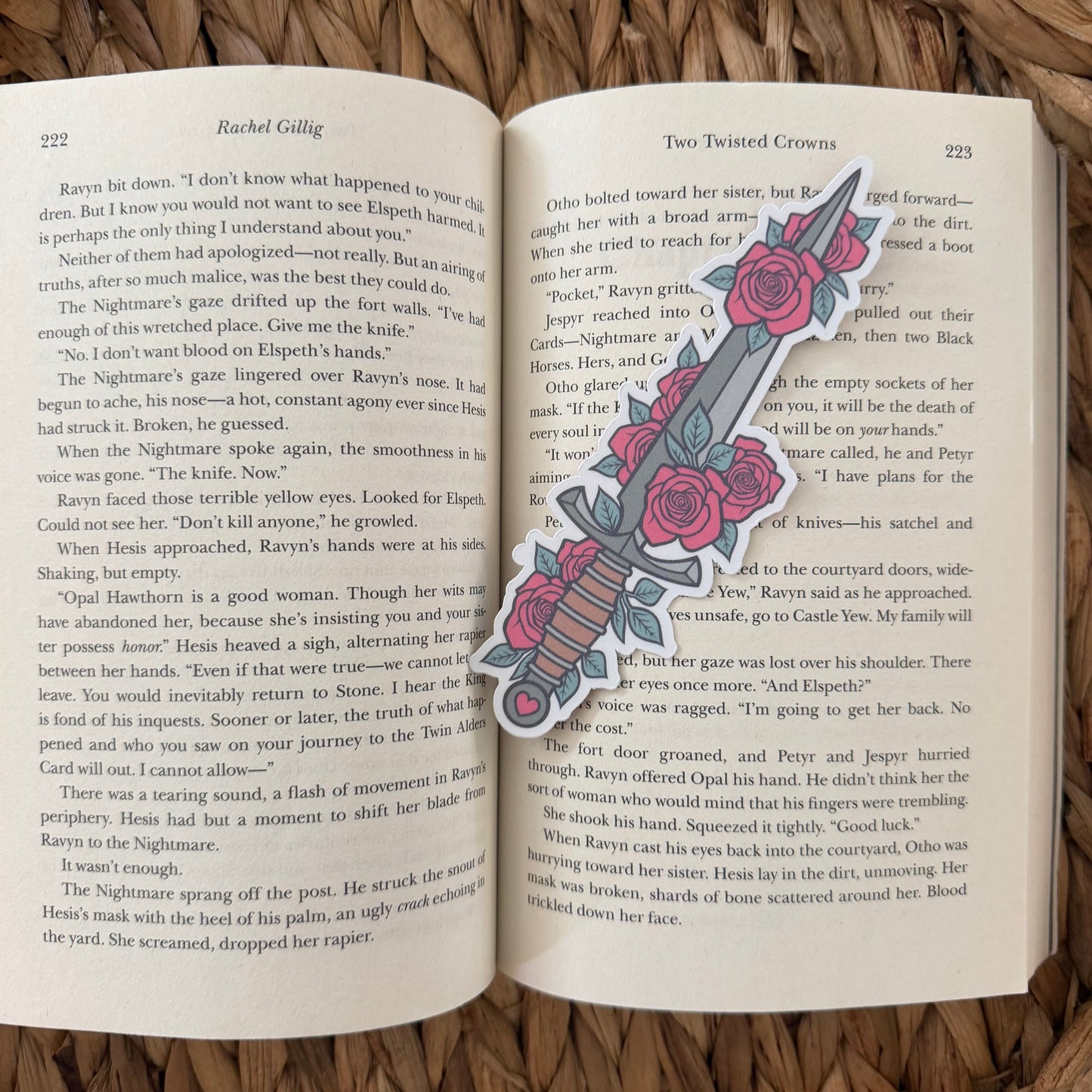 Dagger & Roses Bookmark | Handmade Die Cut Bookish Bookmark | Fantasy Romance Reader Gift