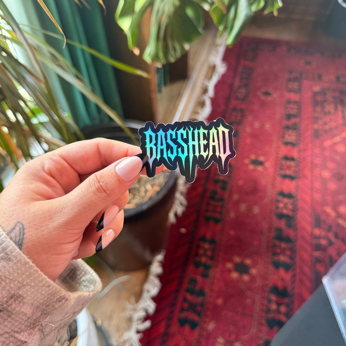 Holographic Basshead Metal Logo Vinyl Sticker