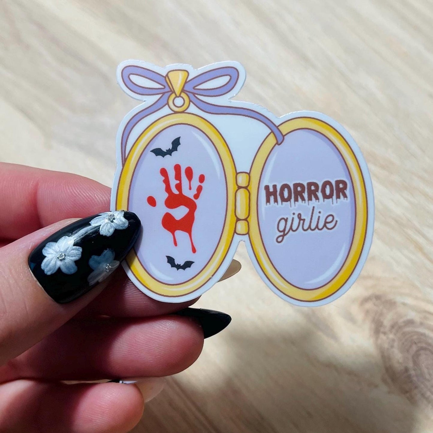 Horror Girlie Locket Sticker | Spooky Bookish Decal