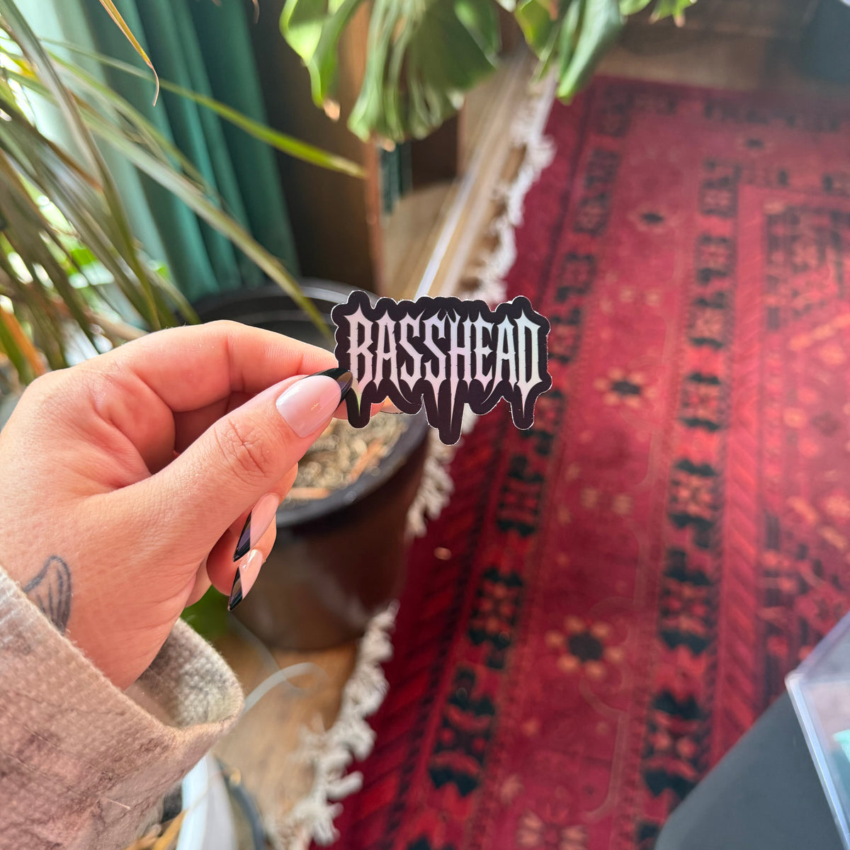 Holographic Basshead Metal Logo Vinyl Sticker