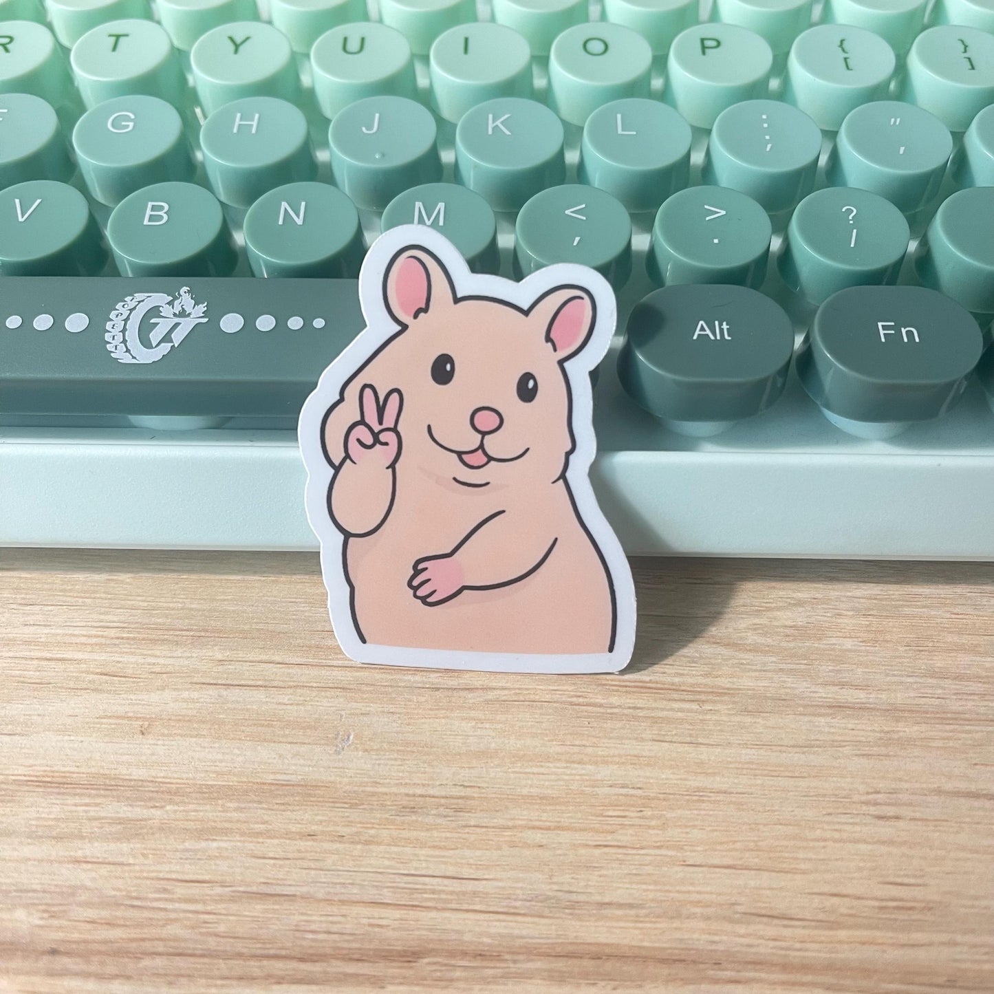 Peace Sign Cartoon Hamster Sticker