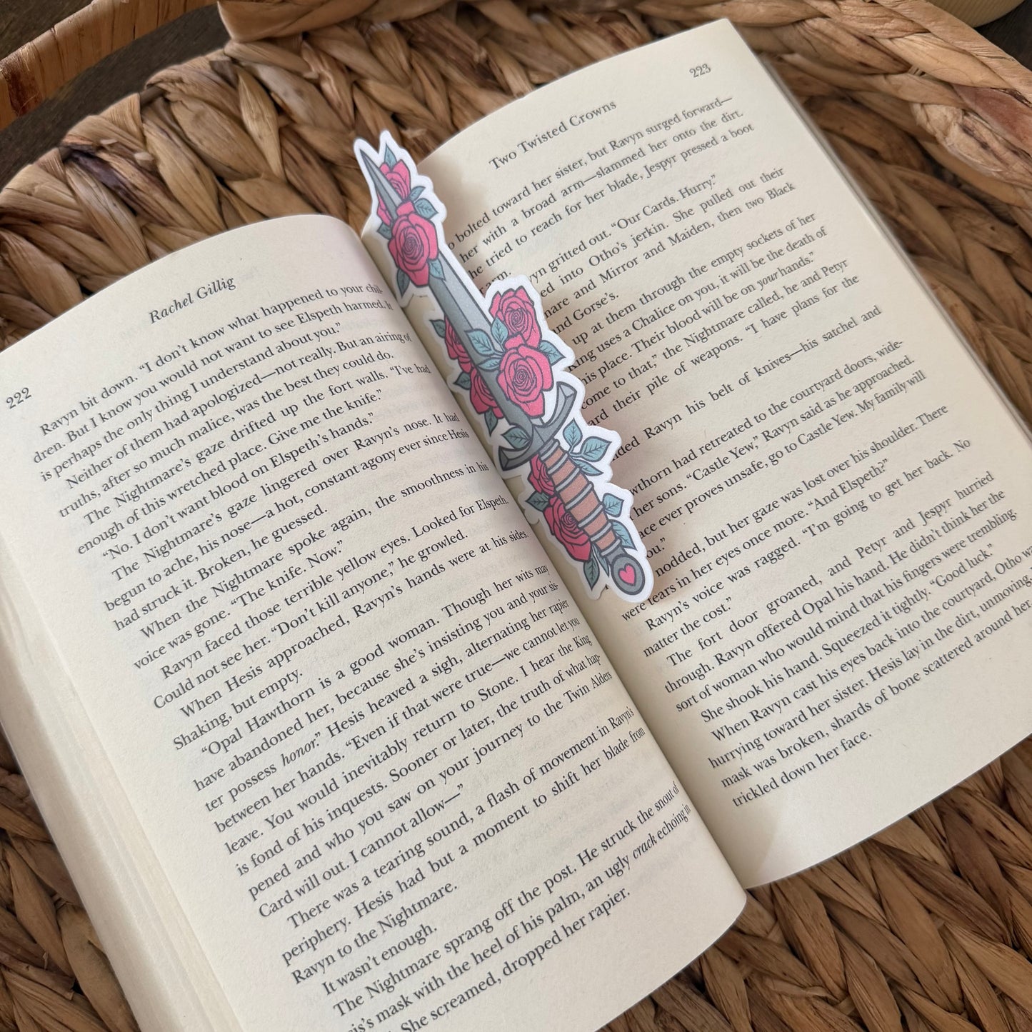 Dagger & Roses Bookmark | Handmade Die Cut Bookish Bookmark | Fantasy Romance Reader Gift