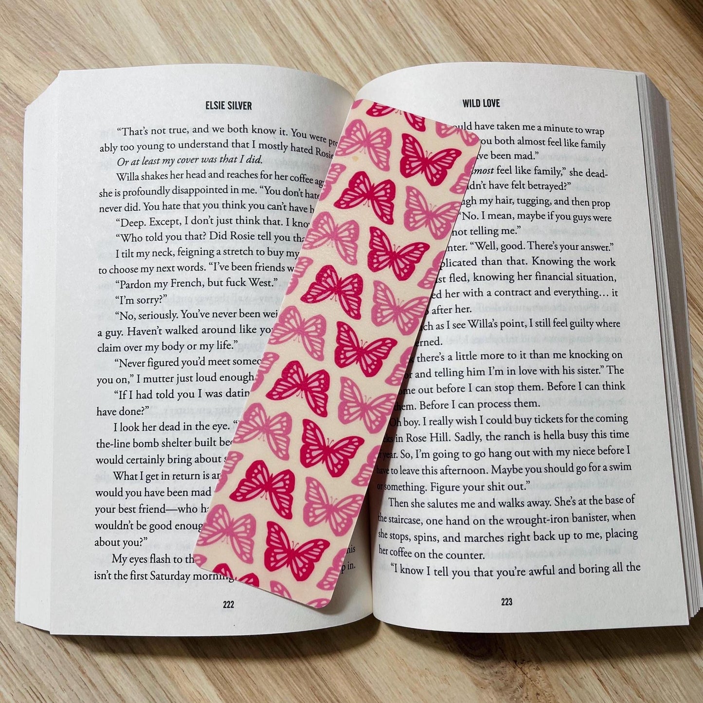 Cream and Pink Butterfly Bookmark