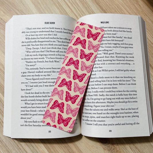 Cream and Pink Butterfly Bookmark