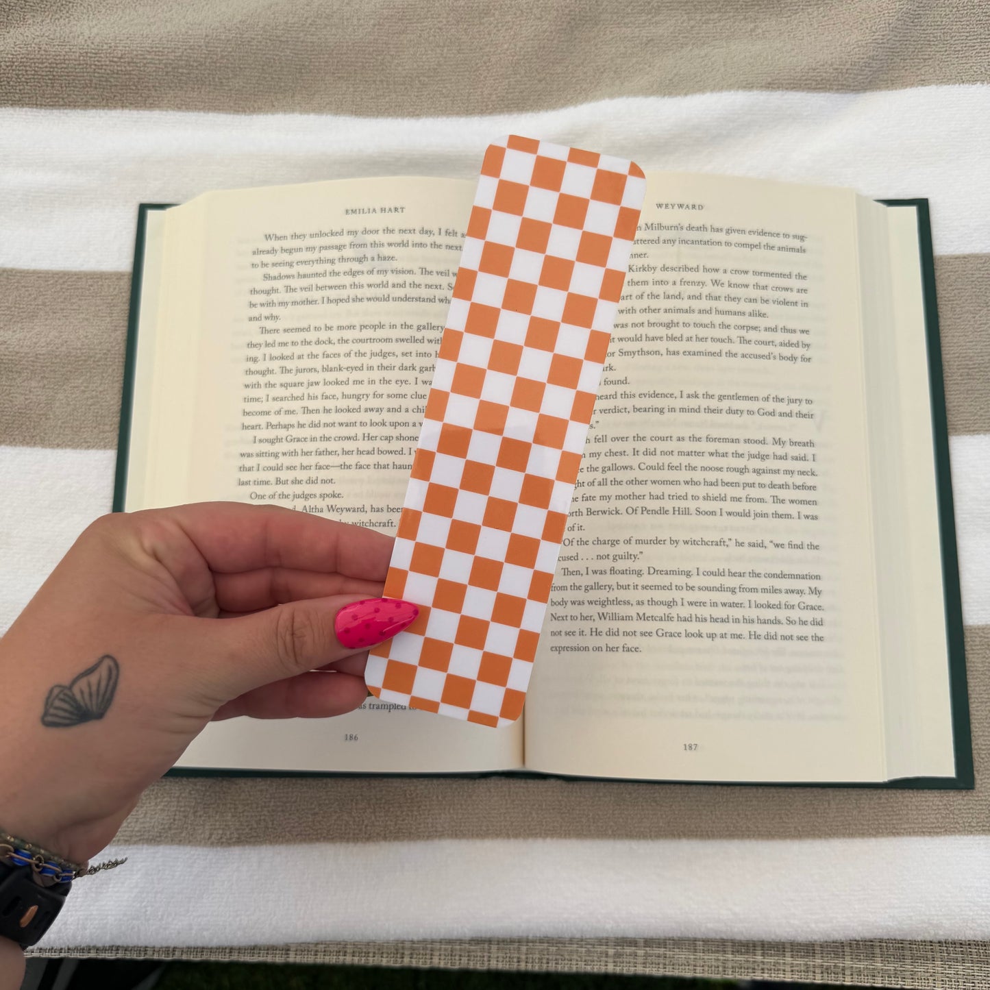 Orange and White Checkered Bookmark