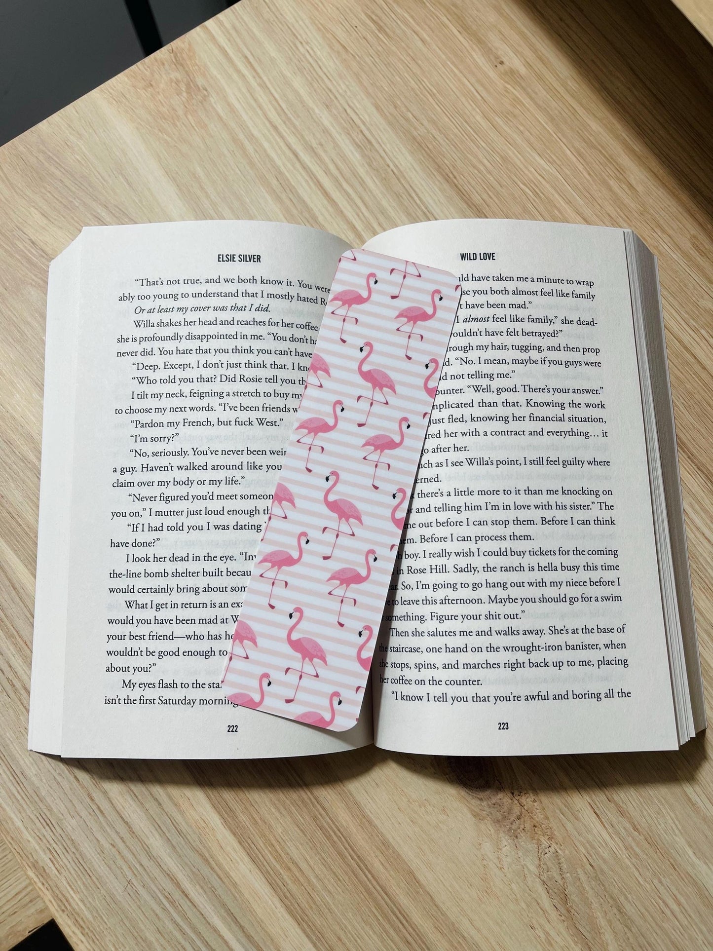 Pink & White Striped Flamingo Bookmark