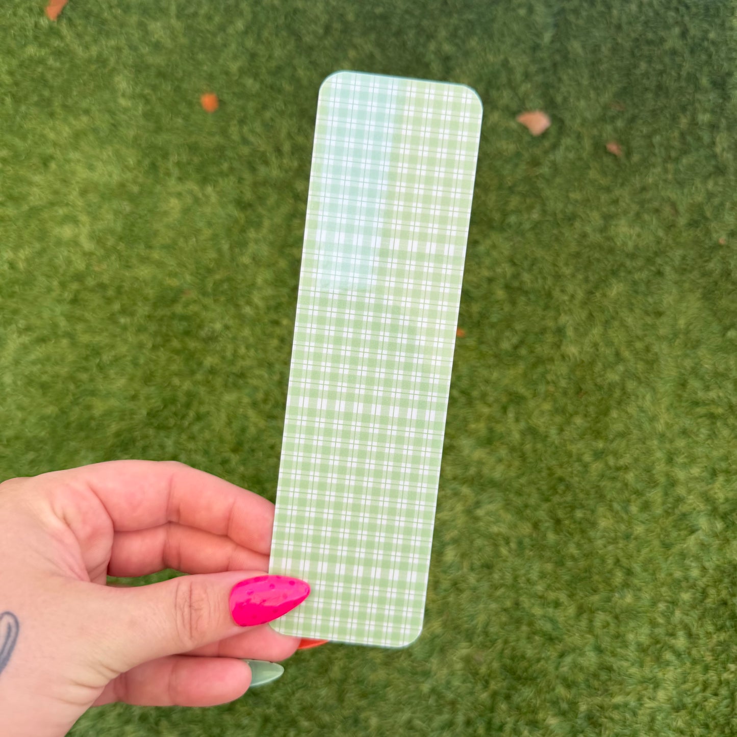 Pale Green Gingham Bookmark