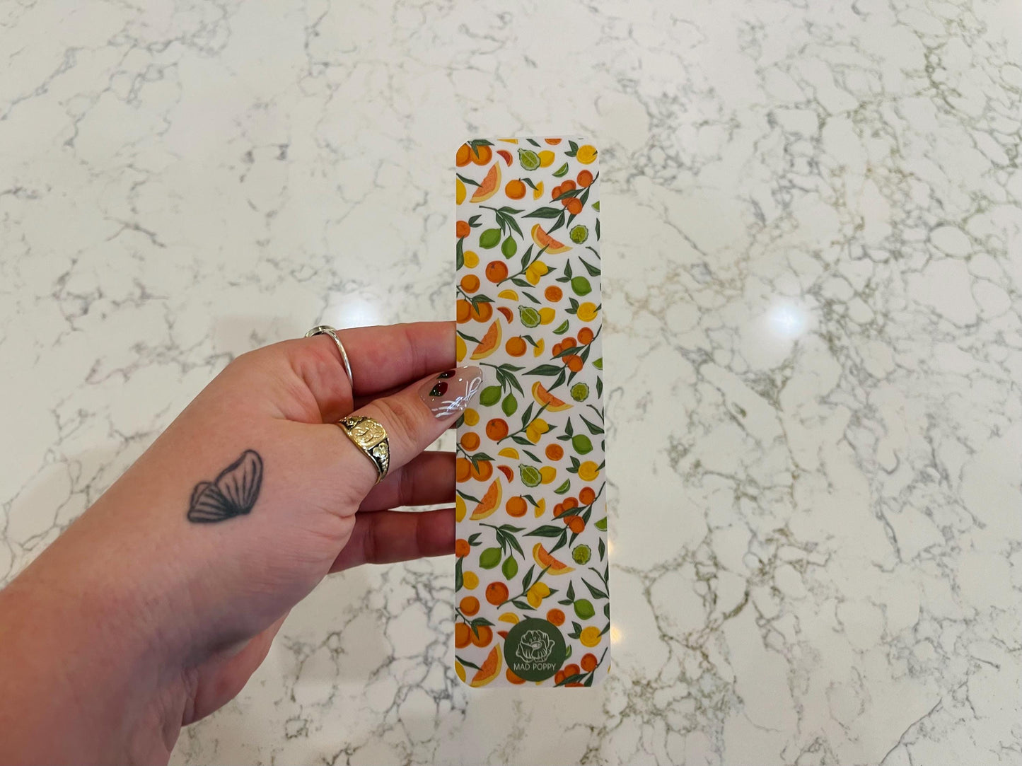 Citrus Fruit Bookmark with Oranges, Lemons, and Limes