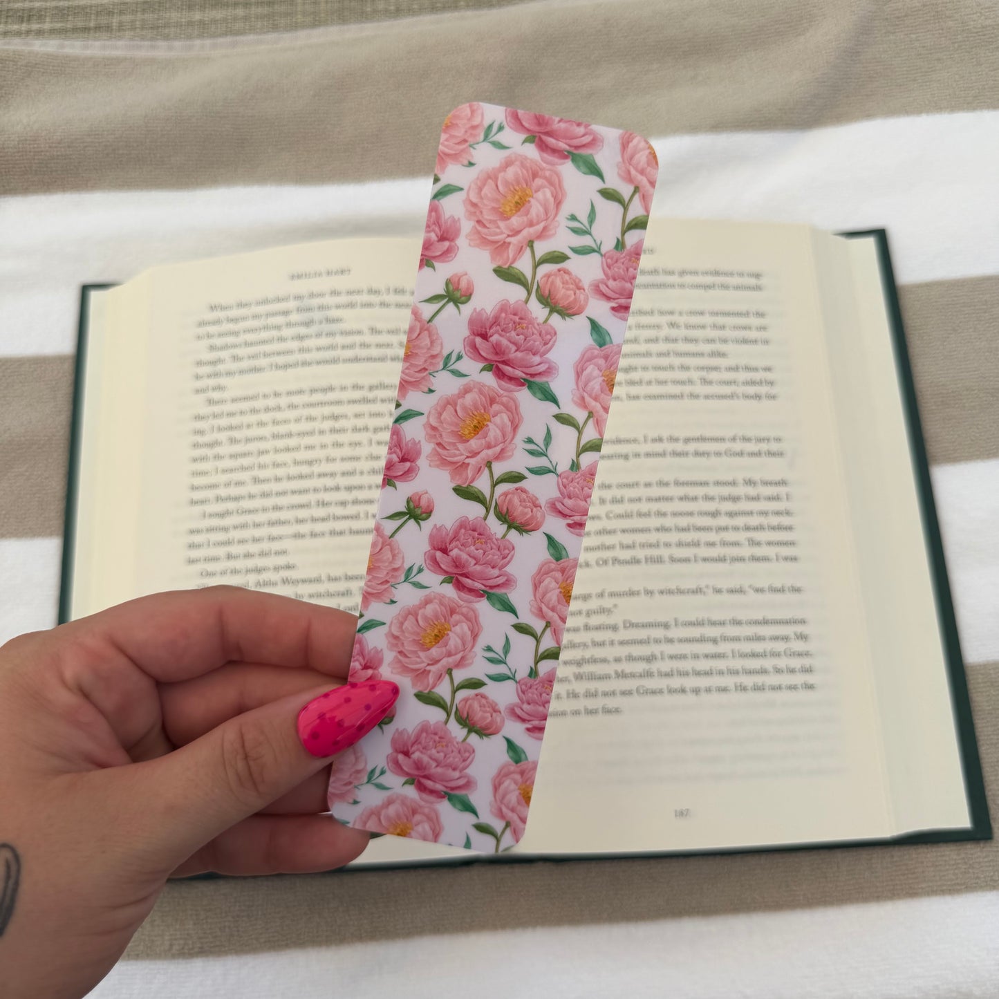 Pink Peonies Bookmark