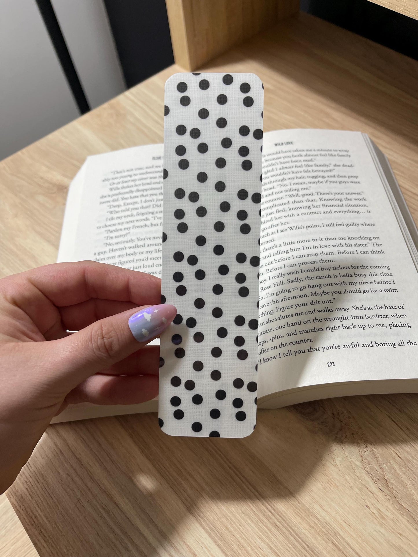 White with Black Polka Dot Bookmark