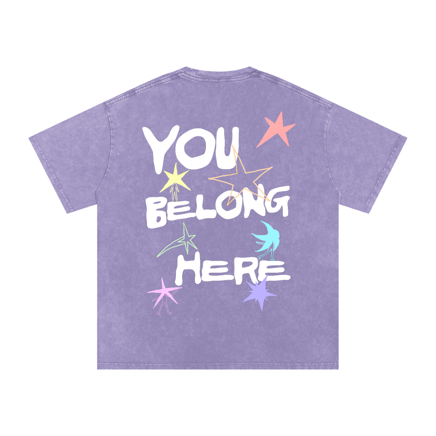 You Belong Here Snow Washed Oversized Cotton T-Shirt