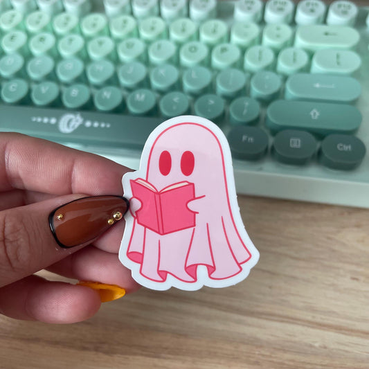 Pink Ghost Book Sticker