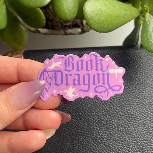Purple Book Dragon Sticker