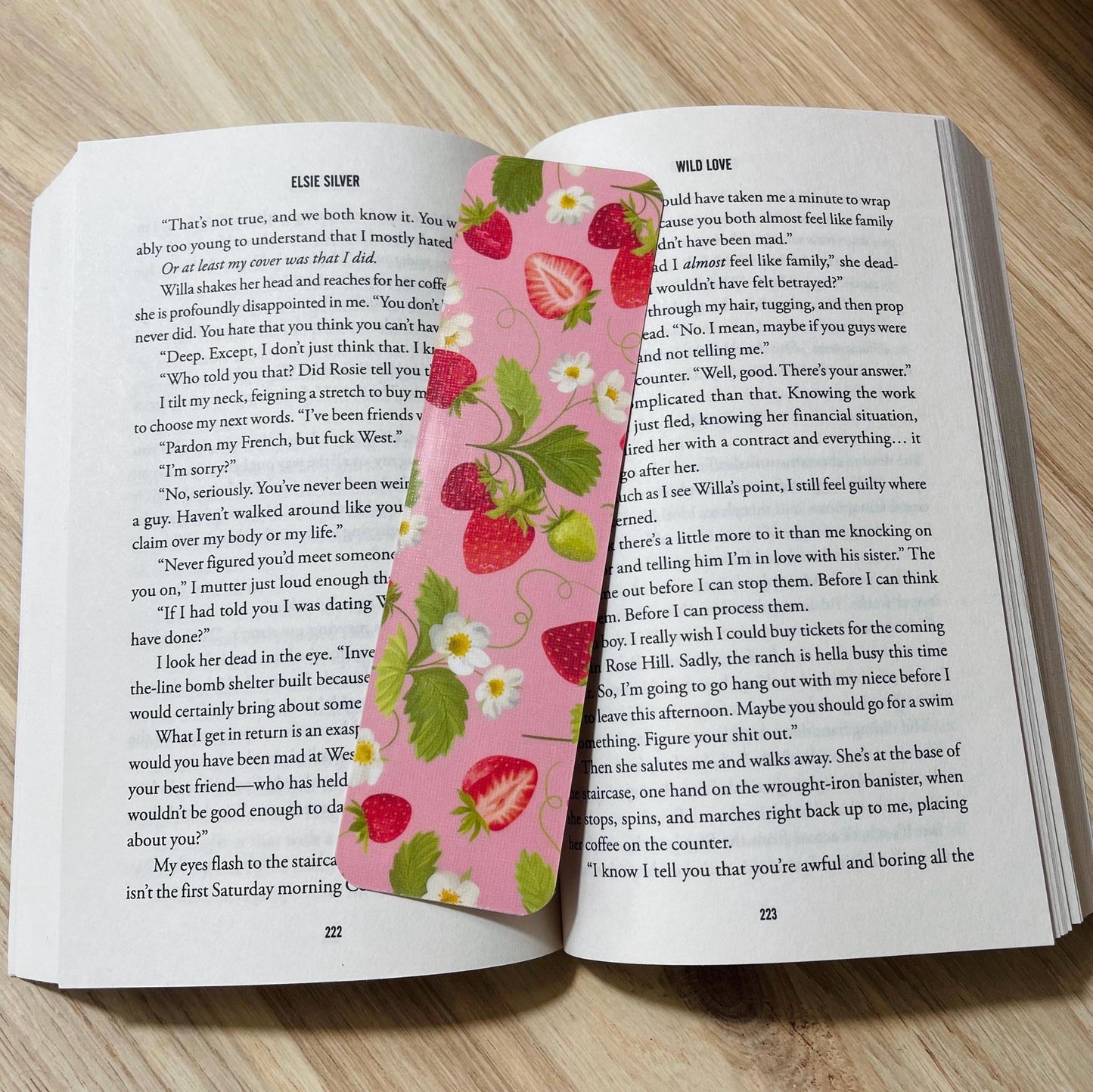 Pink Strawberry Vine Bookmark