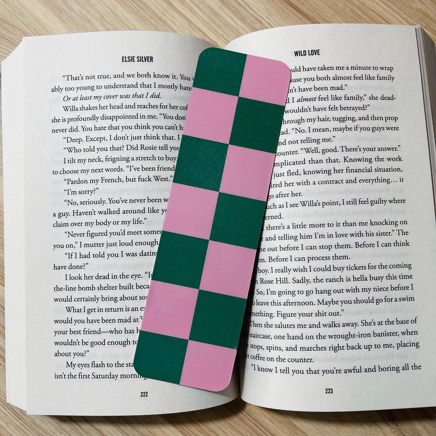 Pink and Green Checkered Bookmark