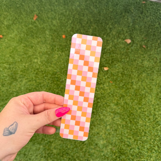 Pink and Orange Checkered Bookmark