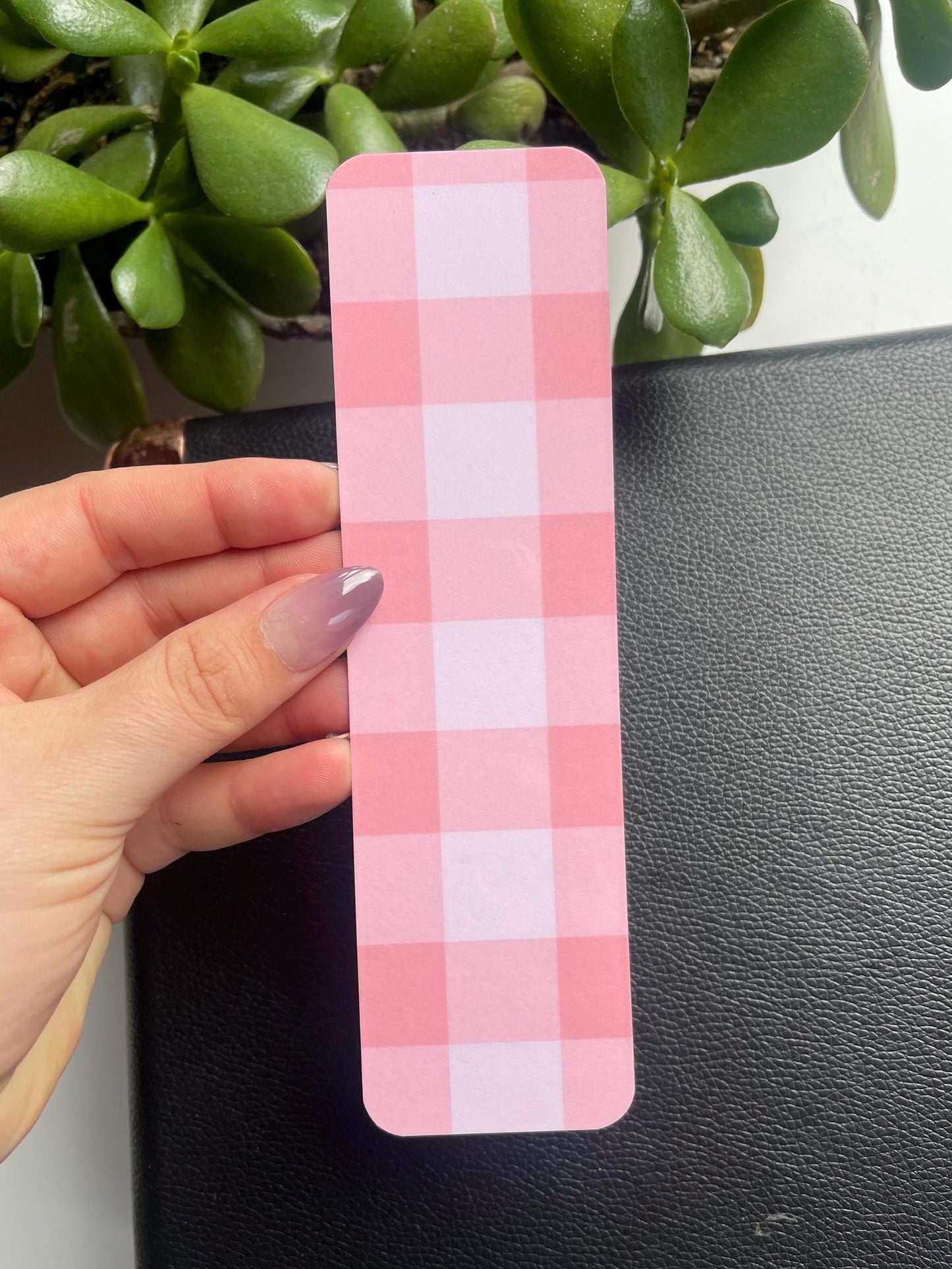 Pink Plaid Bookmark