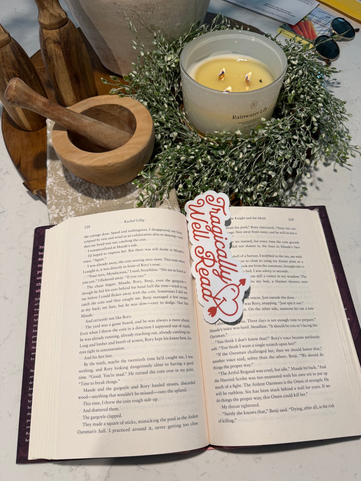 Tragically Well Read Die Cut Bookmark | Handmade Laminated Bookmark for Book Lovers