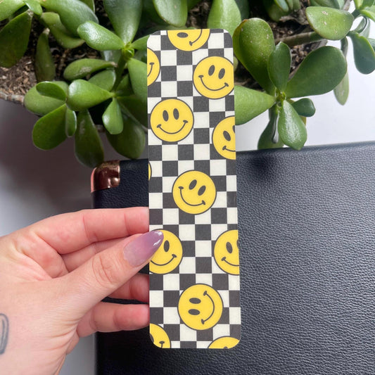 Retro Smile Checkered Bookmark