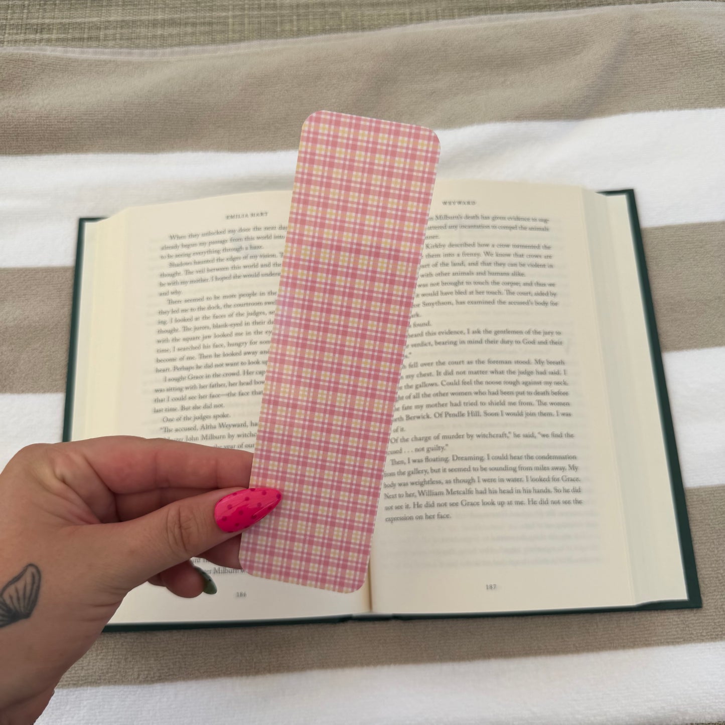 Pink and Yellow Gingham Bookmark