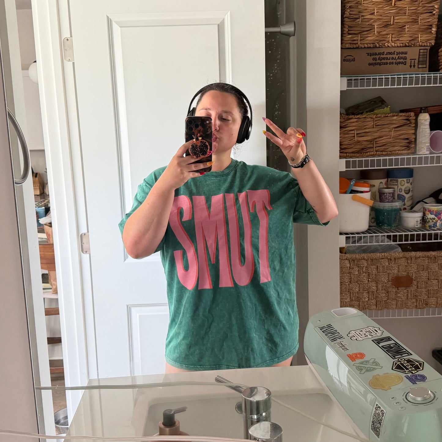 Smut Snow Washed Oversized Tee | Bookish Dark Green