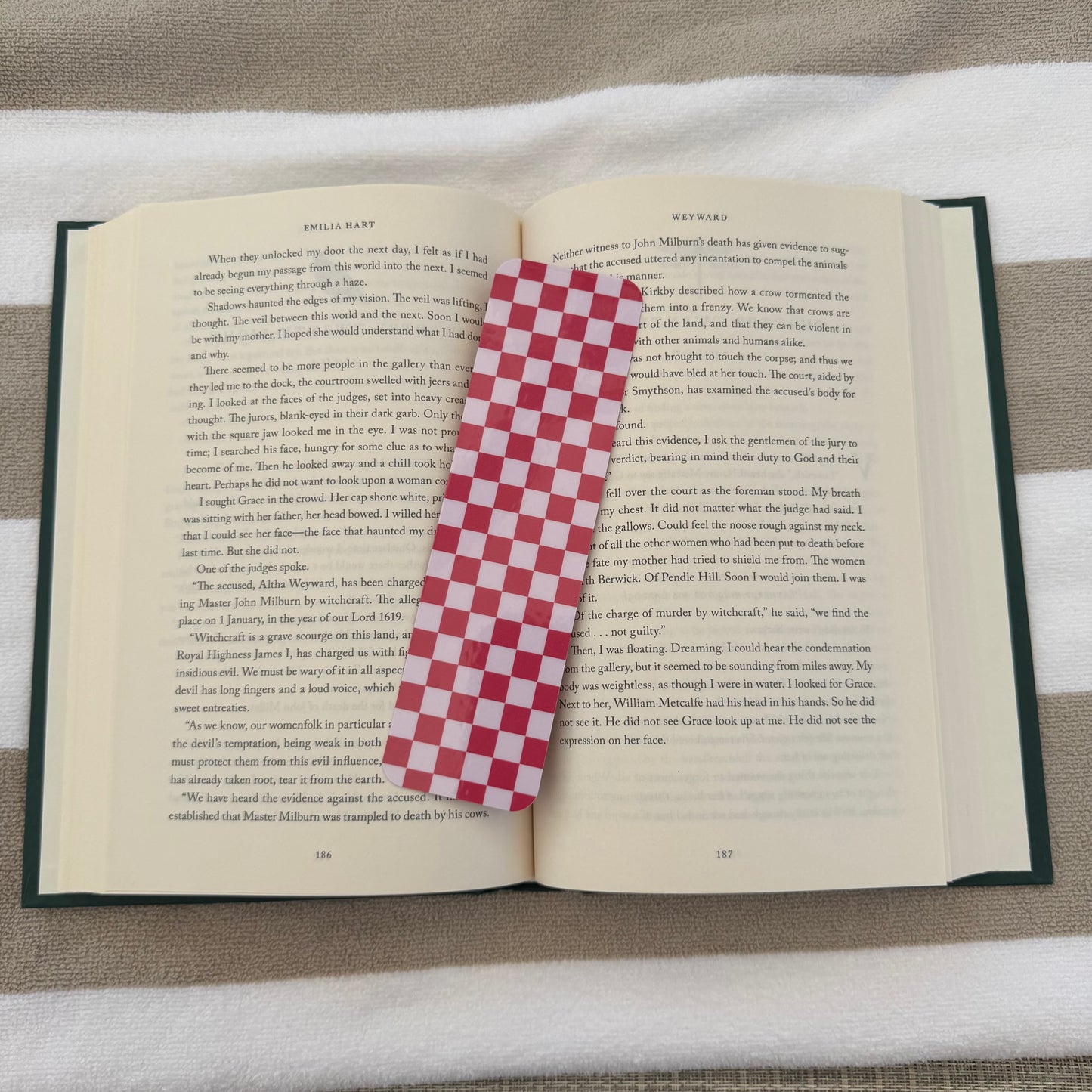 Pink Checkered Bookmark
