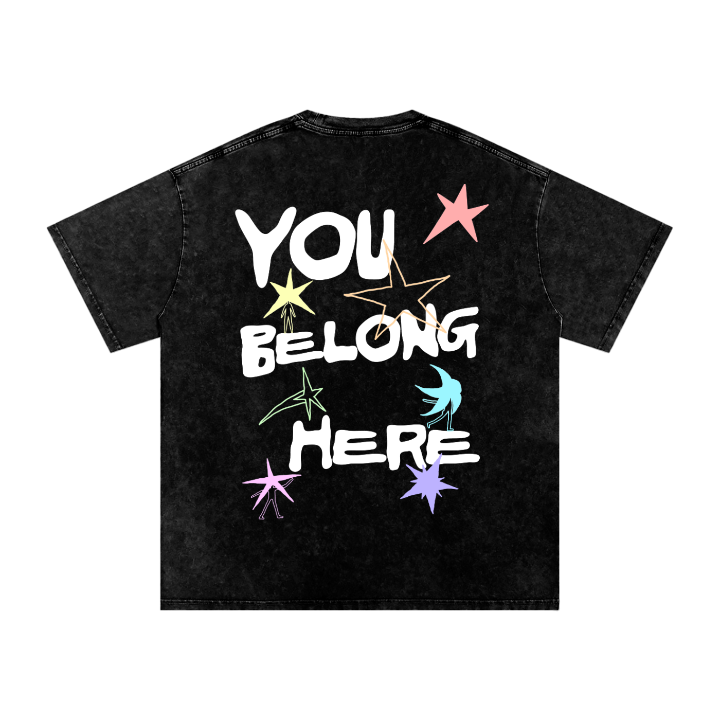 You Belong Here Snow Washed Oversized Cotton T-Shirt