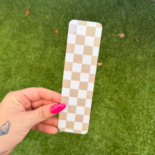 Tan and White Checkered Bookmark