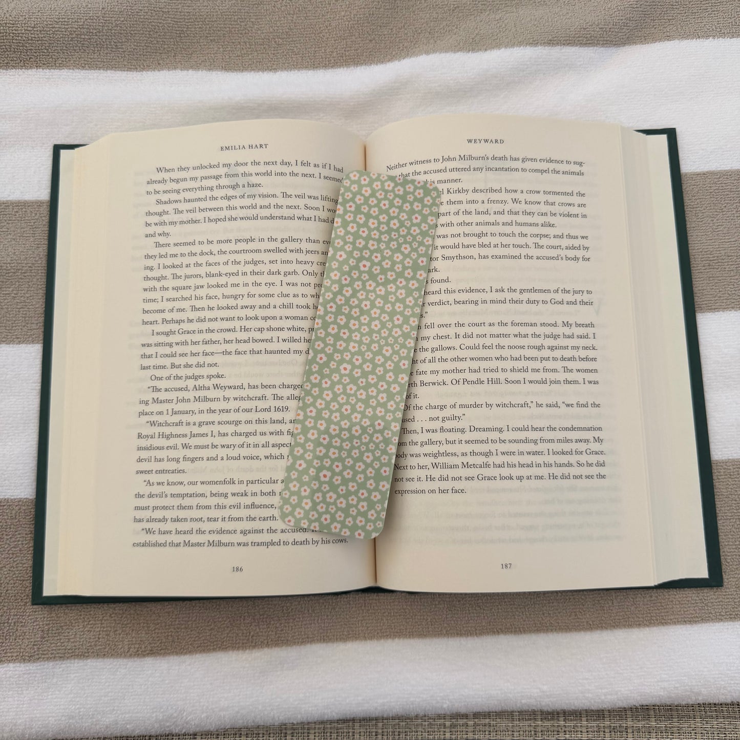 Tiny Green Floral Bookmark