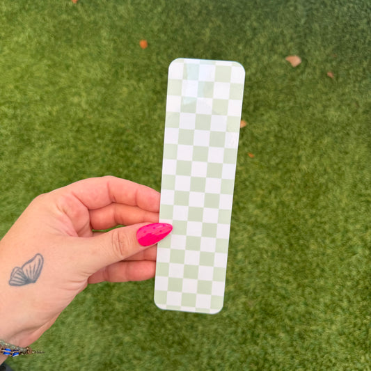 Pale Green Checkered Bookmark