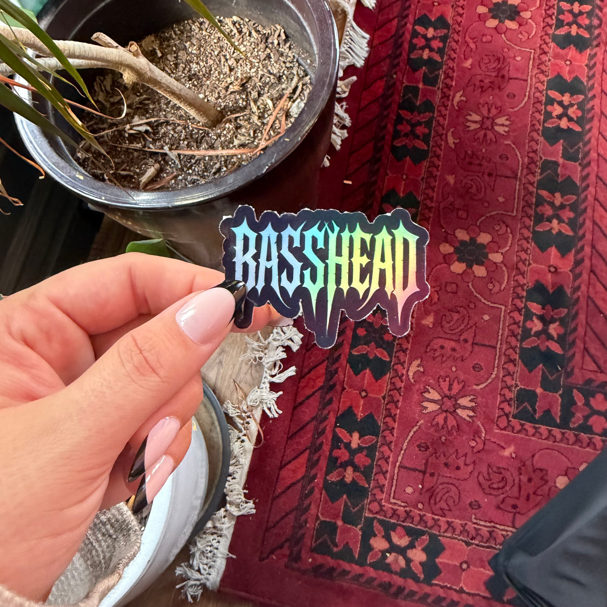 Holographic Basshead Metal Logo Vinyl Sticker