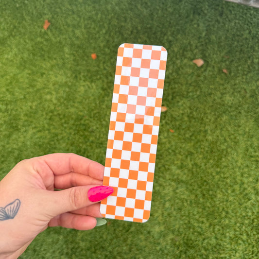 Orange and White Checkered Bookmark
