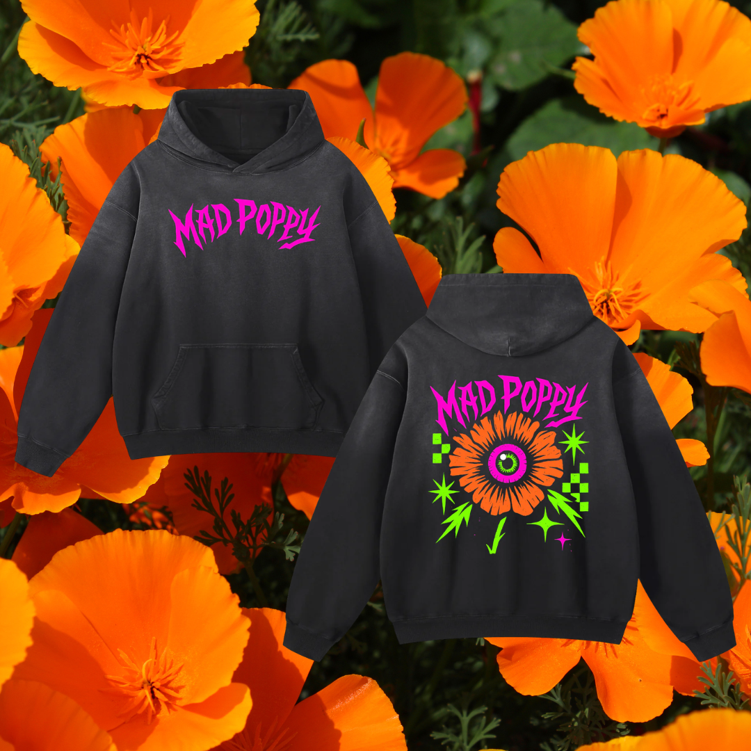 Mad Poppy Eye Sunfade Oversized Hoodie | Heavyweight