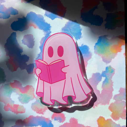 Pink Reading Ghost E-Reader Grip | Magnetic Compatible