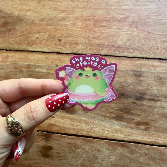 She Was A Fairy - Pink Frog Sticker